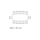 Table fixe avec plateau en verre en forme de tonneau et base en acier fabriquée en Italie - Ezzellino Viadurini