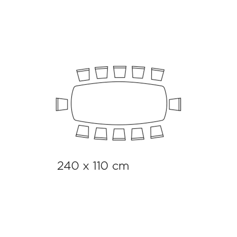 Table fixe avec plateau en verre en forme de tonneau et base en acier fabriquée en Italie - Ezzellino Viadurini