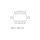 Table fixe avec plateau en verre en forme de tonneau et base en acier fabriquée en Italie - Ezzellino Viadurini