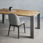 Table fixe avec plateau massif et pieds carrés fabriquée en Italie - Tisroc Viadurini