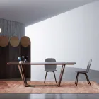 Table fixe avec plateau façonné et base en bois fabriquée en Italie - Digory Viadurini