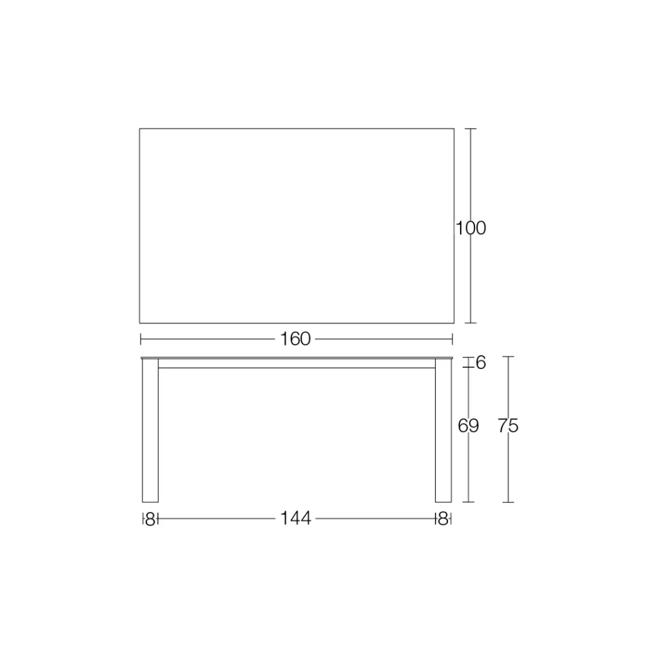 Table d'extérieur fixe en Hpl Alicante et base en métal fabriquée en Italie - Carl Viadurini