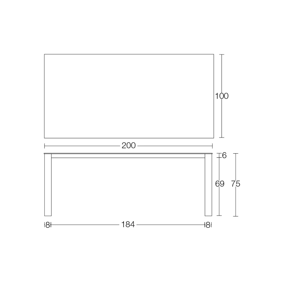 Table d'extérieur fixe en Hpl Alicante et base en métal fabriquée en Italie - Carl Viadurini