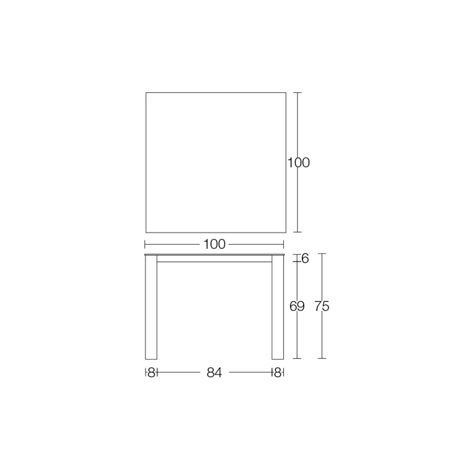 Table d'extérieur fixe en Hpl Alicante et base en métal fabriquée en Italie - Carl Viadurini