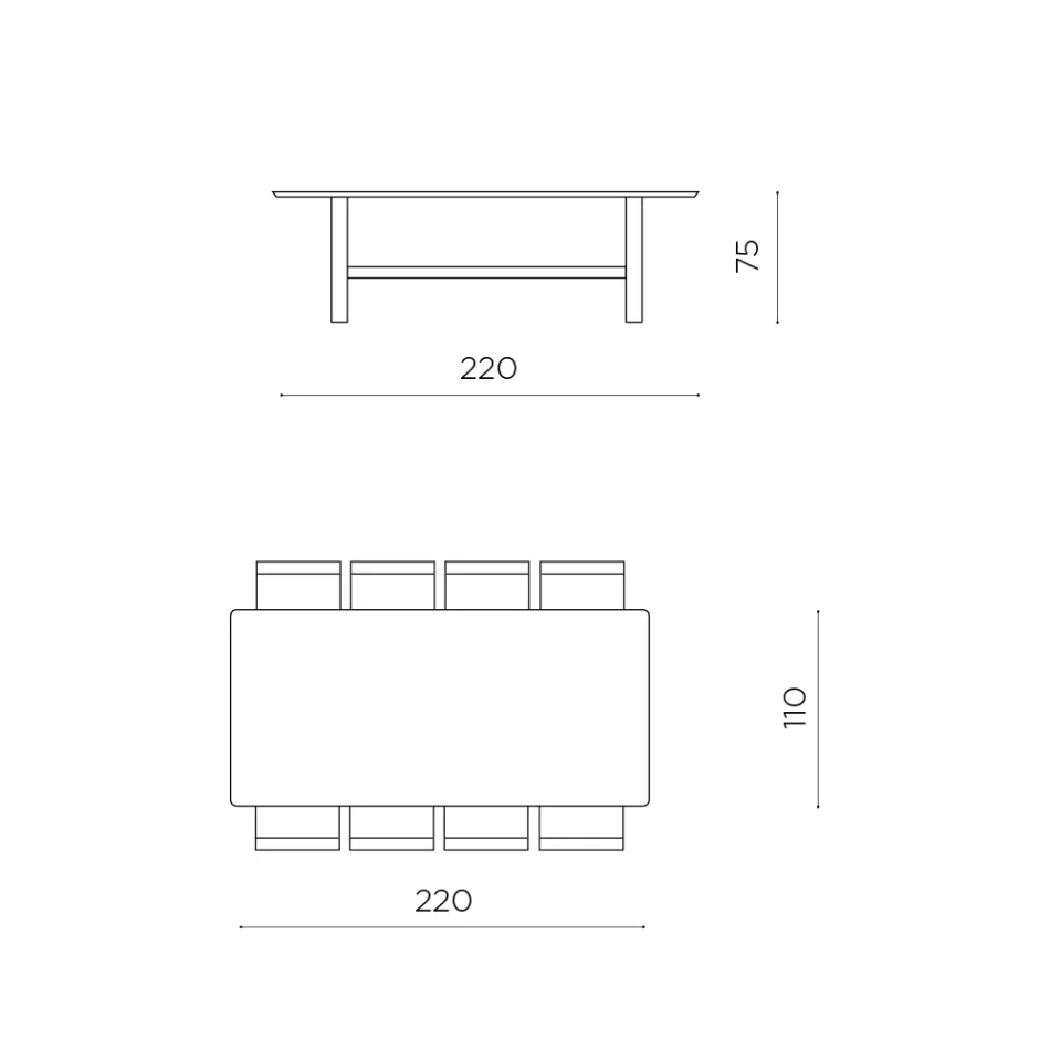 Table fixe huit places en MDF finition bicolore - Talia Viadurini