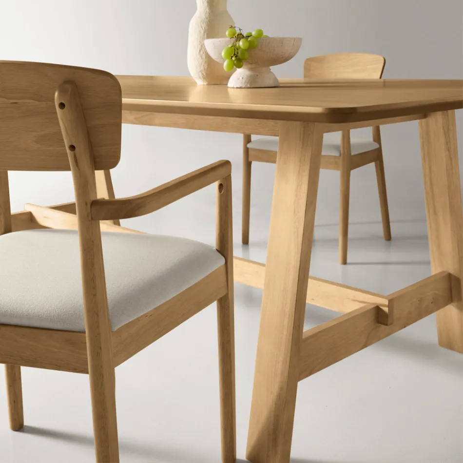 Table fixe huit places en MDF finition bicolore - Talia Viadurini