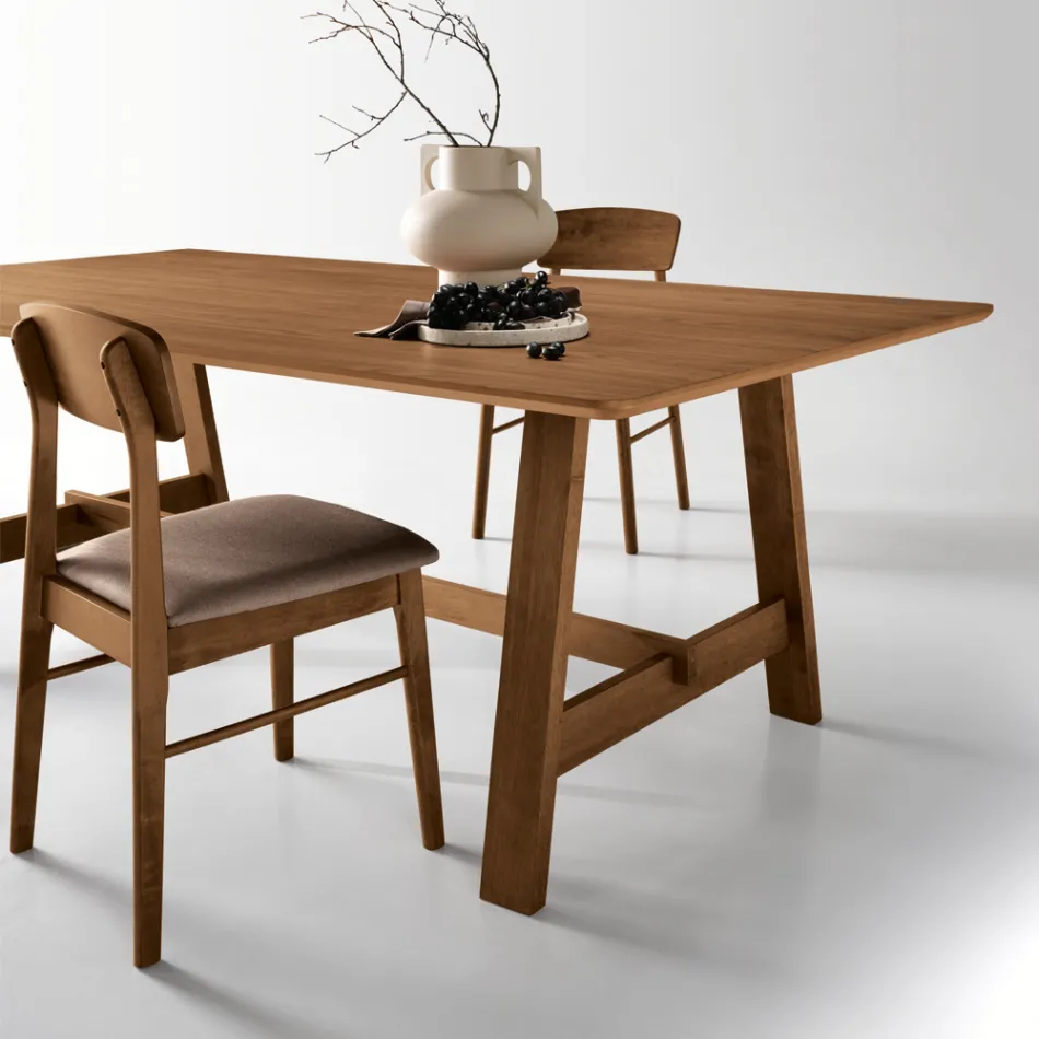 Table fixe huit places en MDF finition bicolore - Talia Viadurini