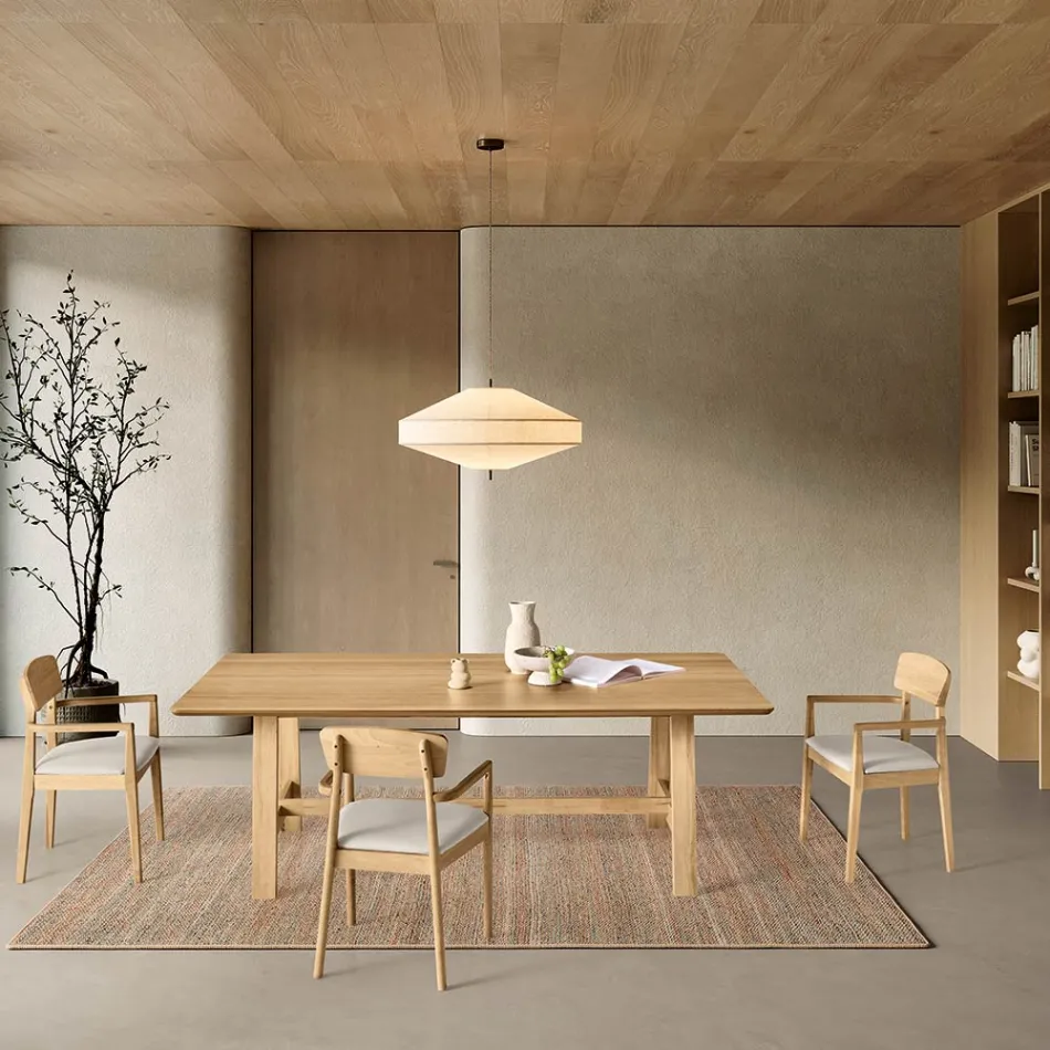 Table fixe huit places en MDF finition bicolore - Talia Viadurini