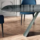 Table à manger fixe avec plateau en forme de tonneau en céramique fabriquée en Italie - Verres Viadurini