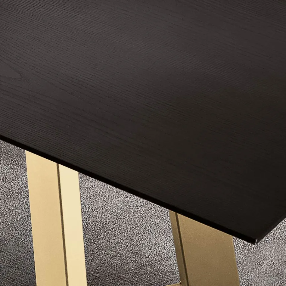 Table à manger fixe avec plateau en bois plaqué Made in Italy - Tecna Viadurini