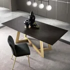 Table à manger fixe avec plateau en bois plaqué Made in Italy - Tecna Viadurini