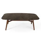 Table à manger fixe en céramique Emperador polie fabriquée en Italie - Nord Viadurini