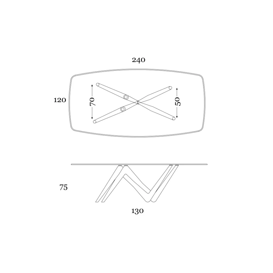Table à manger fixe en verre et polyuréthane rigide fabriquée en Italie - Lavande Viadurini