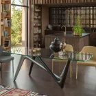 Table à manger fixe en verre et polyuréthane rigide fabriquée en Italie - Lavande Viadurini