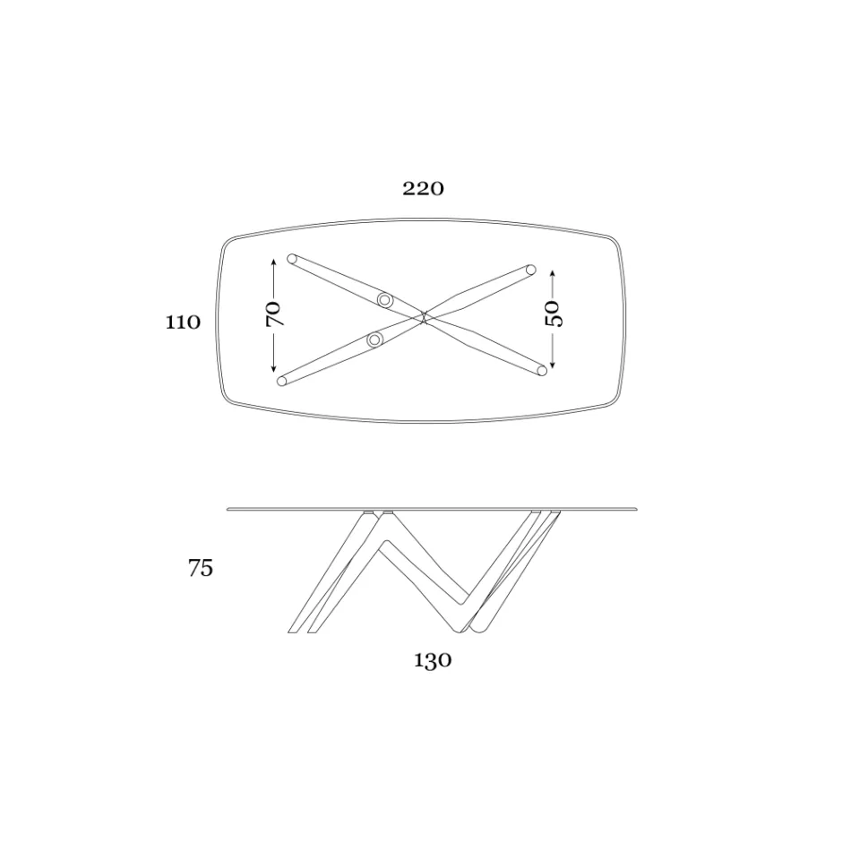 Table à manger fixe en verre et polyuréthane rigide fabriquée en Italie - Lavande Viadurini