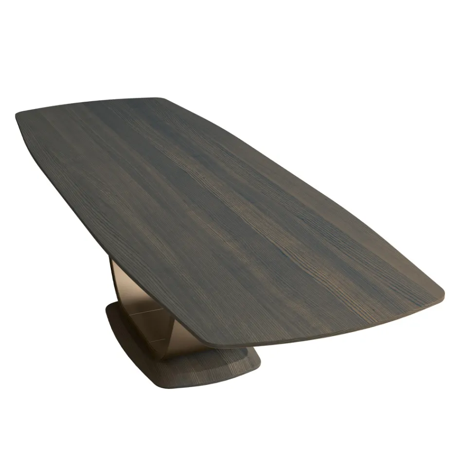 Table de Salon Fixe en Bois Massif avec Piédestal Central - Luuk Viadurini