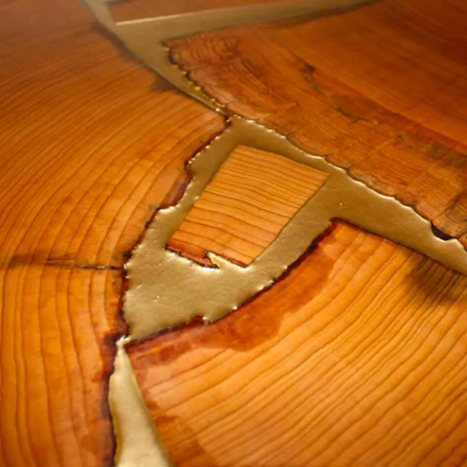 table design fixe rectangulaire en bois et de résine fabriqué en Italie Jam Viadurini