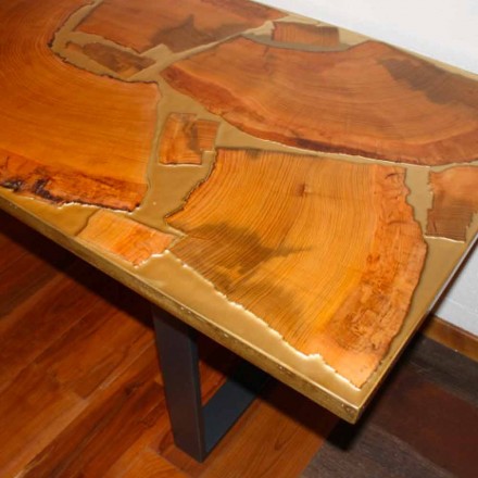 table design fixe rectangulaire en bois et de résine fabriqué en Italie Jam Viadurini