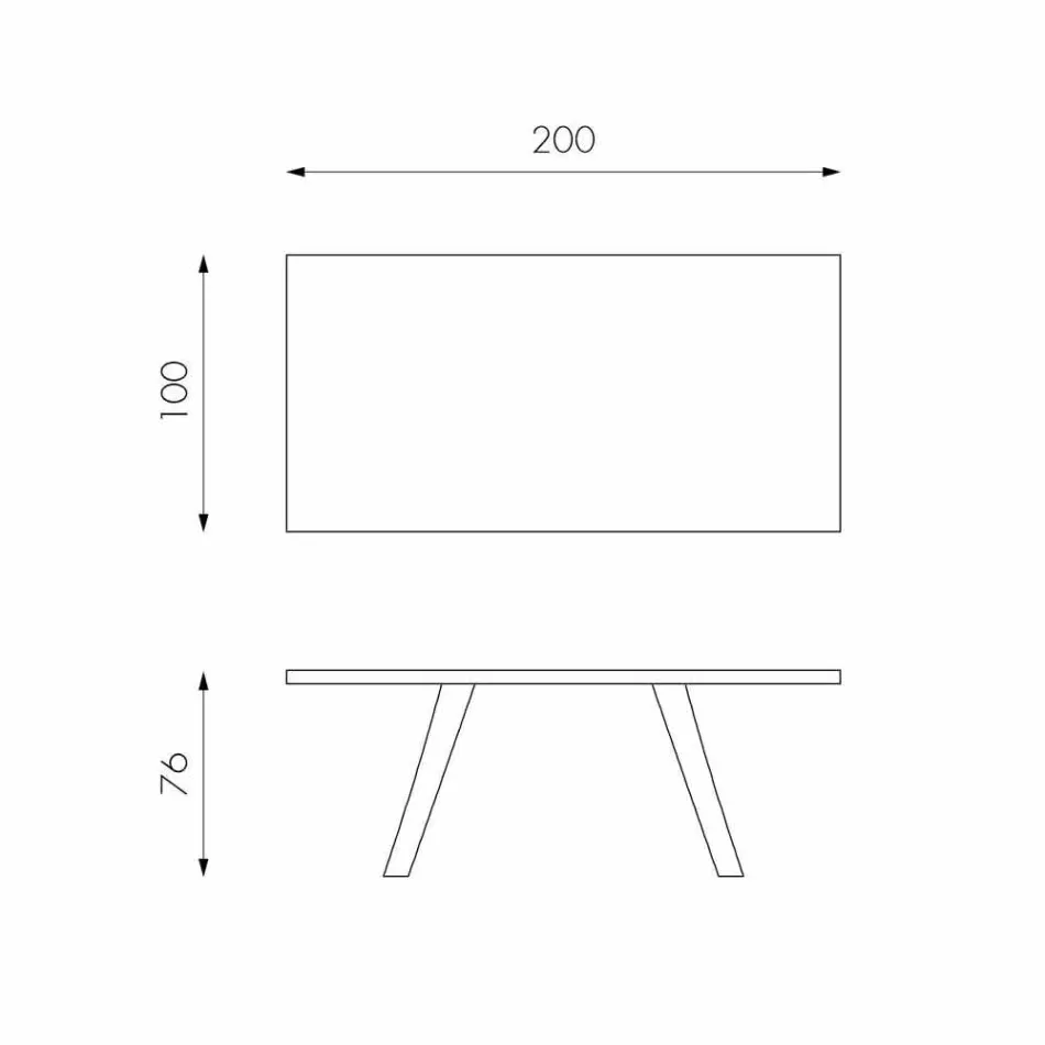 Table fixe en placage de chêne et piètement en métal noir Logan Viadurini
