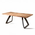 Table moderne Logan, en bois plaqué de chêne et métal noir