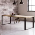 Table Fixe en Placage de Chêne Fendu Naturel Fabriqué en Italie - Telmerini Viadurini