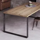 Table Fixe en Placage de Chêne Fendu Naturel Fabriqué en Italie - Telmerini Viadurini