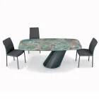 Table Fixe en Acier et Plateau en Céramique Made in Italy - Pantalon Viadurini