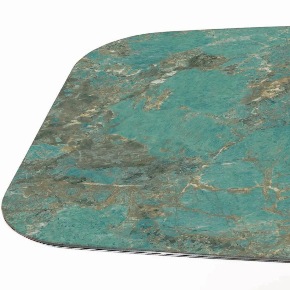 Table Fixe en Céramique Amazonite Polie Fabriquée en Italie - Grotta Viadurini