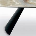 Table Fixe en Céramique et Base en Acier Peint Noir Fabriquée en Italie - Verres Viadurini