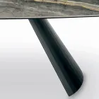 Table Fixe en Céramique et Base en Acier Peint Noir Fabriquée en Italie - Verres Viadurini