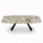 Table Fixe en Céramique et Base en Acier Peint Noir Fabriquée en Italie - Verres Viadurini