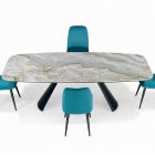 Table Fixe en Céramique et Base en Acier Peint Noir Fabriquée en Italie - Verres Viadurini