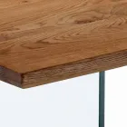Table en bois dur solide avec les jambes en verre trempé Tito Viadurini