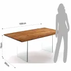 Table en bois dur solide avec les jambes en verre trempé Tito Viadurini