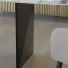 Table fixe en métal et plateau en céramique Arabesque brillant - Eronte Viadurini