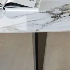 Table fixe en métal et plateau en céramique Arabesque brillant - Eronte Viadurini