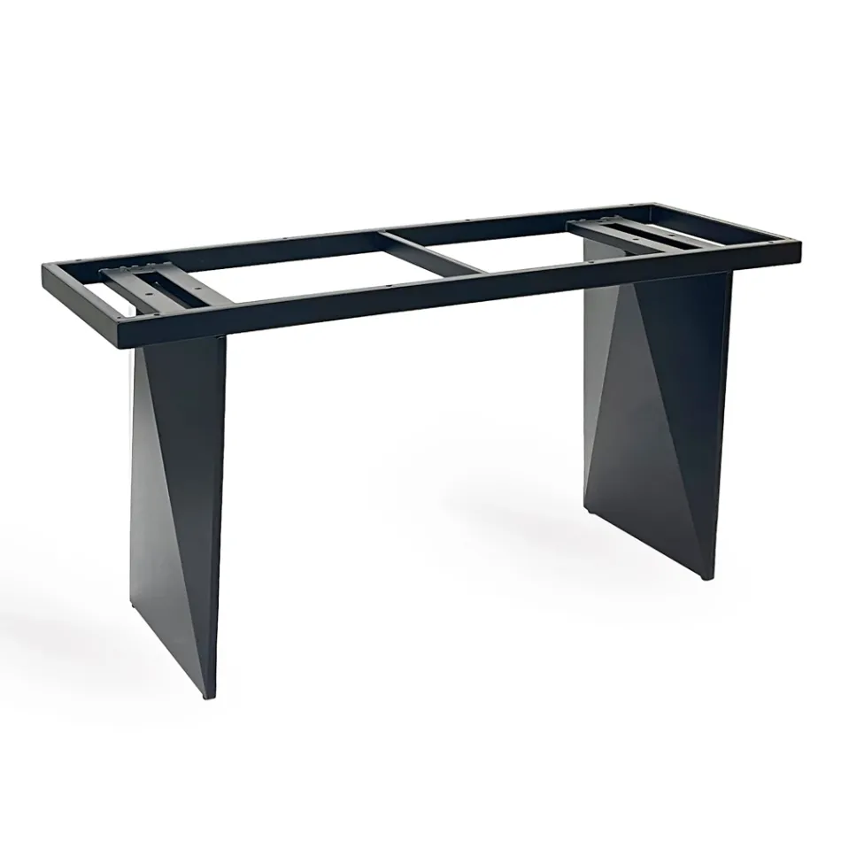 Table fixe en métal et plateau en céramique Arabesque brillant - Eronte Viadurini