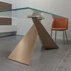 Table fixe en métal et plateau en verre trempé transparent - Talvoro Viadurini