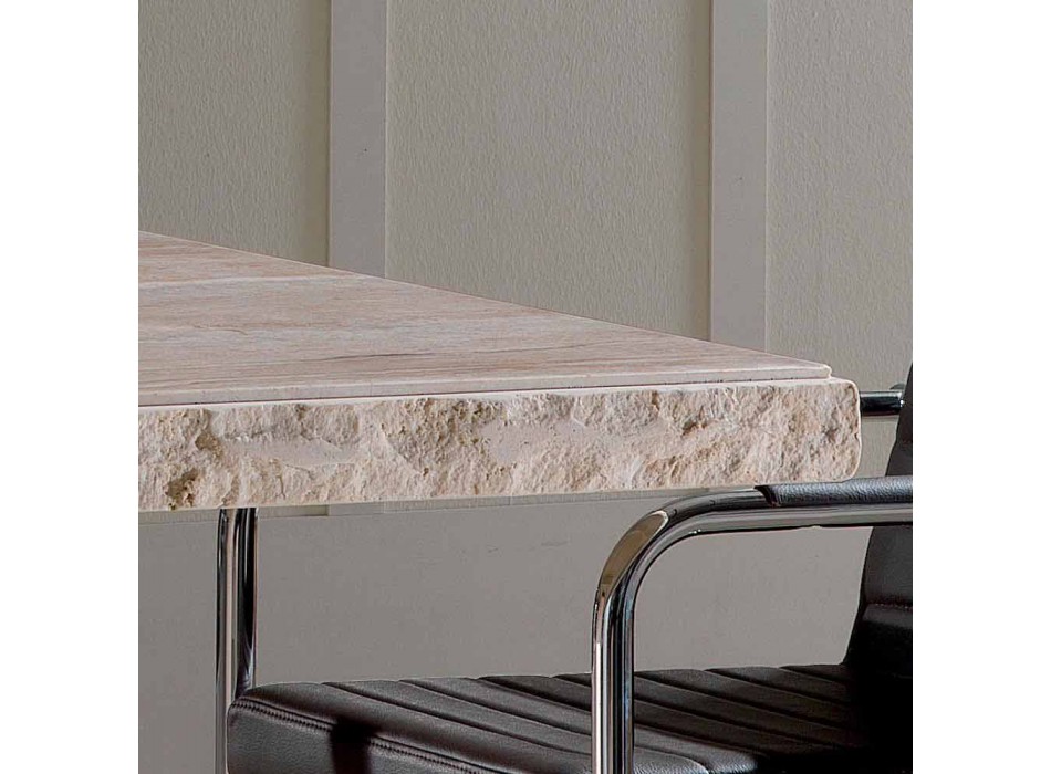 Table fixe avec le bord de la pierre de travertin roccia Narciso Viadurini