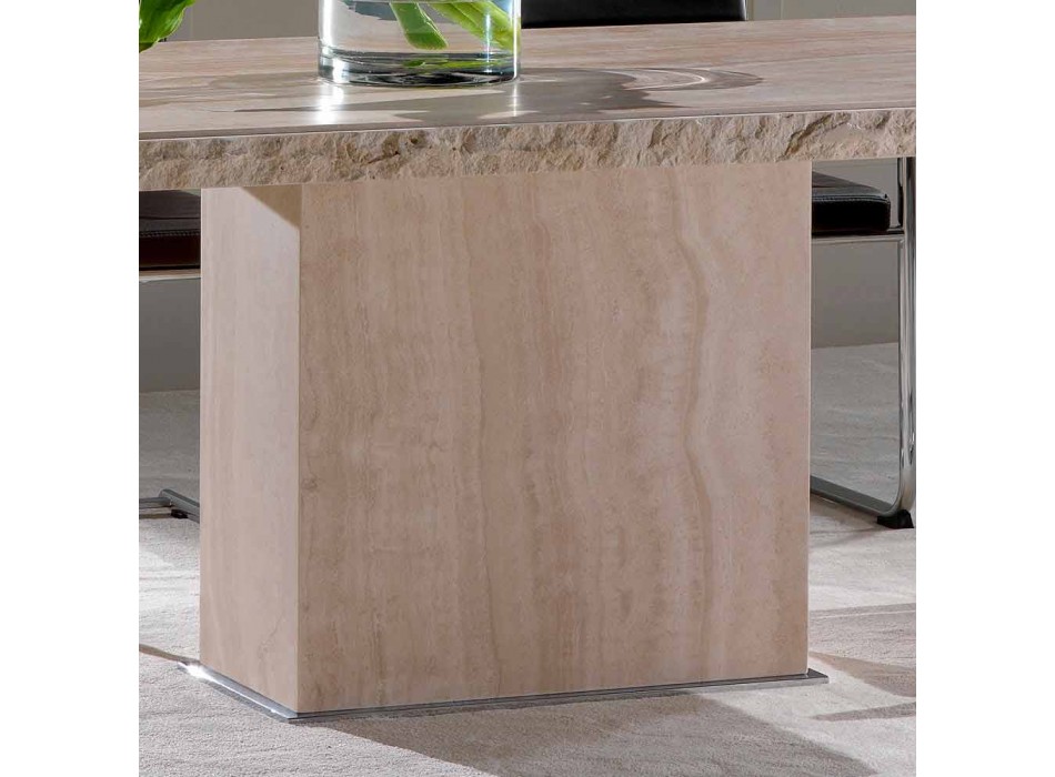 Table fixe avec le bord de la pierre de travertin roccia Narciso Viadurini