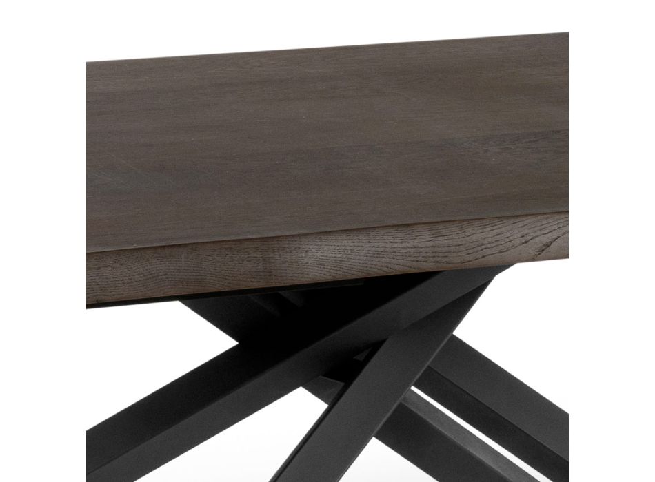Table Fixe en Placage de Chêne et Piètement en Métal Noir - Skipper Viadurini