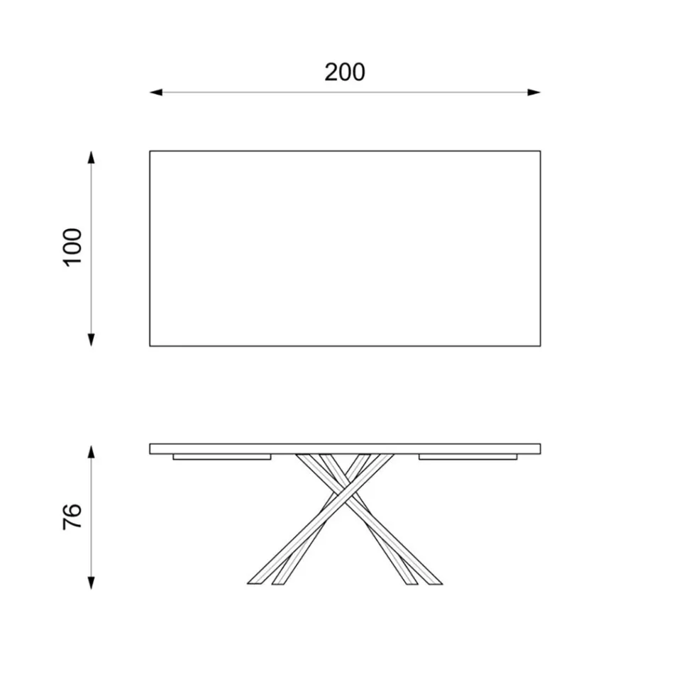 Table Fixe en Placage de Chêne et Piètement en Métal Noir - Skipper Viadurini