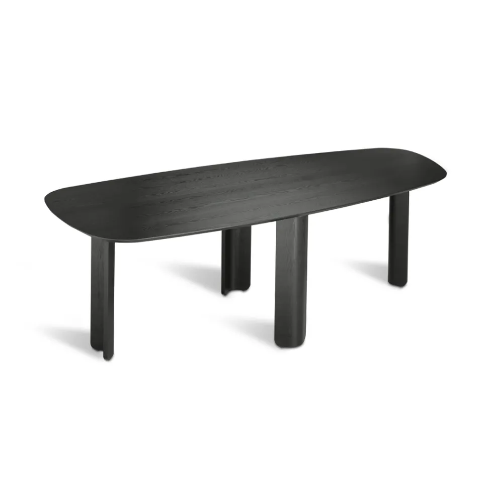 Table fixe disponible en trois coloris, finition effet bois et deux dimensions - Musa Viadurini