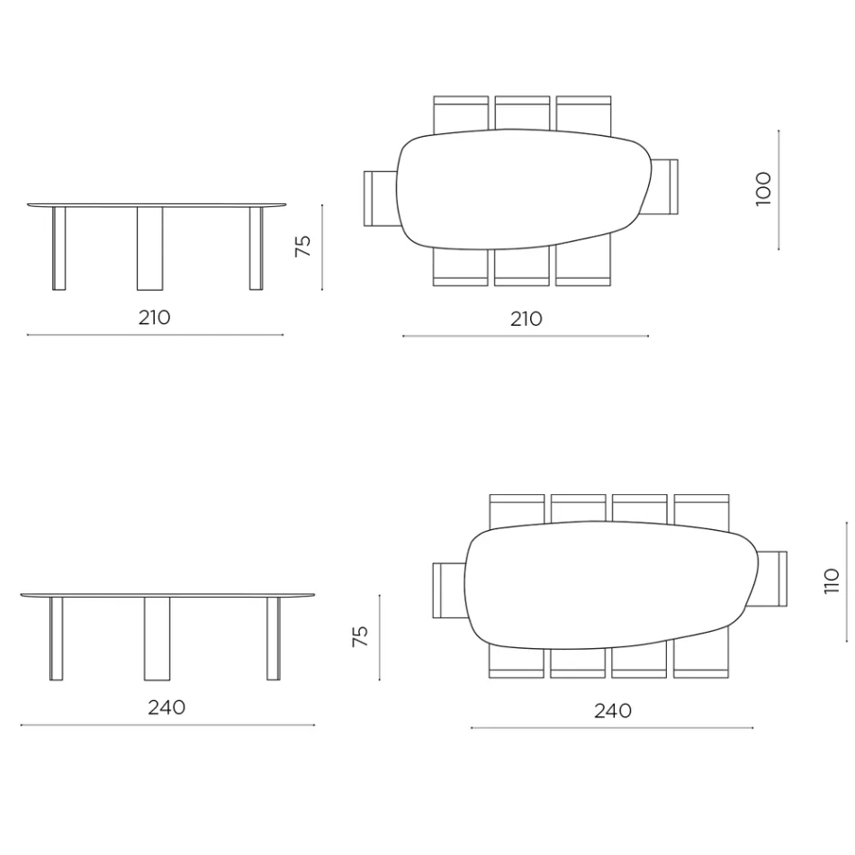 Table fixe disponible en trois coloris, finition effet bois et deux dimensions - Musa Viadurini