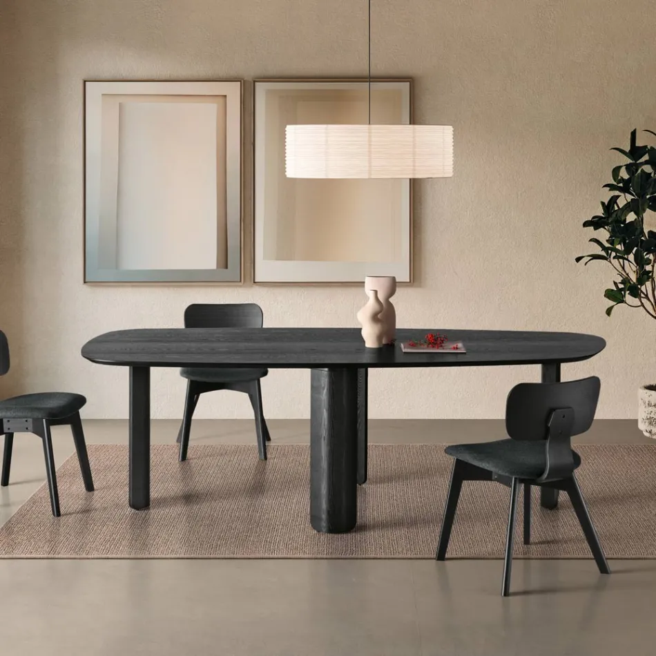 Table fixe disponible en trois coloris, finition effet bois et deux dimensions - Musa Viadurini