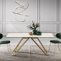 Table fixe en vitrocéramique Calacatta Oro et métal Made in Italy - Meluso