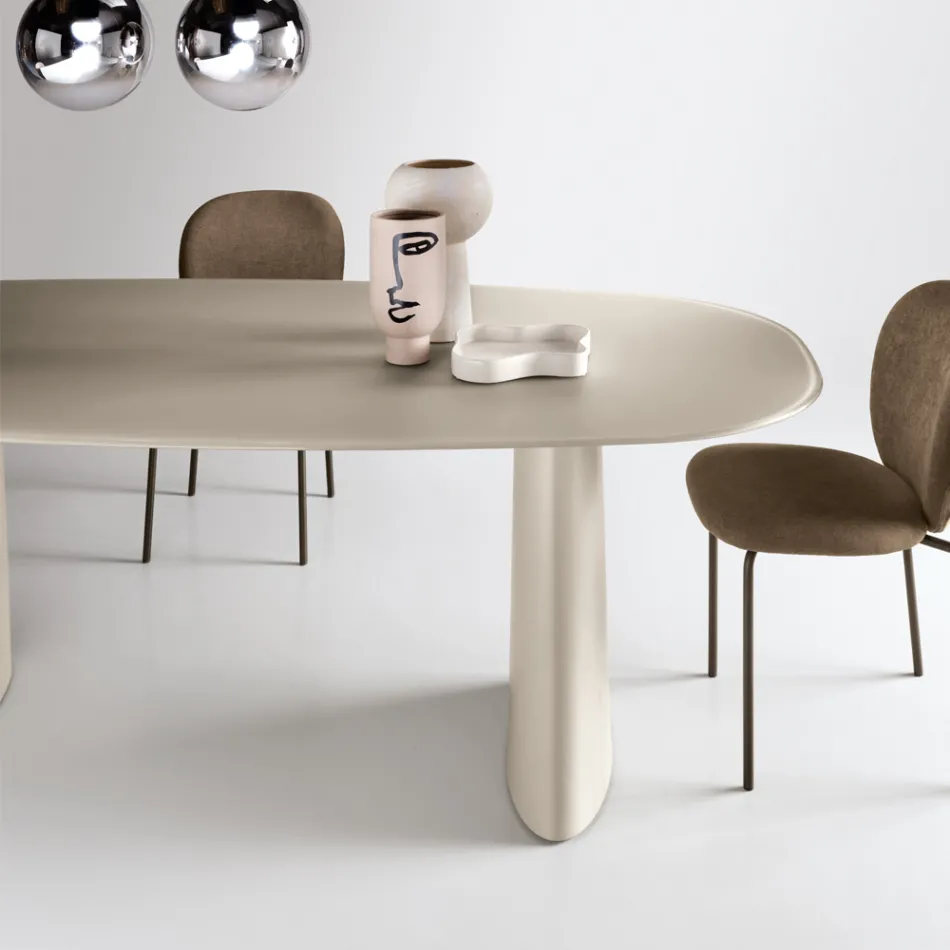 Table fixe pour dix personnes avec plateau en verre et piètement en MDF - Venia Viadurini