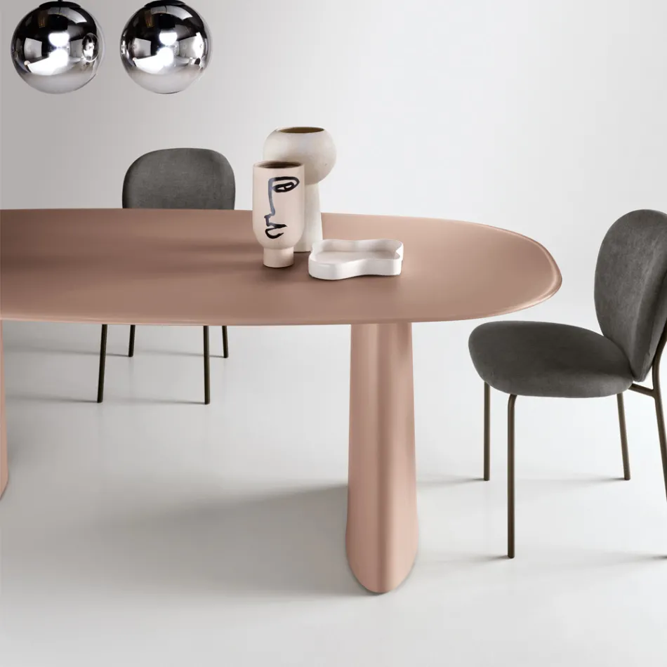 Table fixe pour dix personnes avec plateau en verre et piètement en MDF - Venia Viadurini
