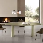 Table fixe pour dix personnes avec plateau en verre et piètement en MDF - Venia Viadurini