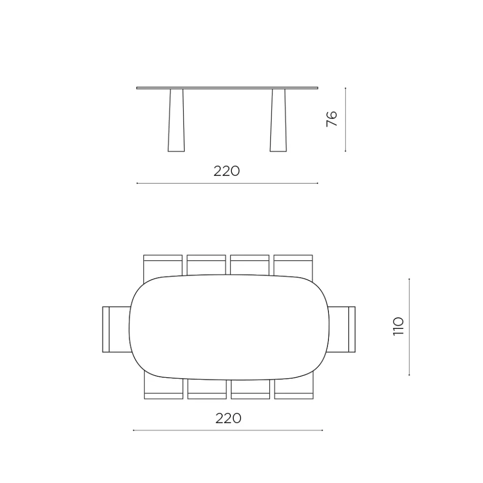 Table fixe pour dix personnes avec plateau en verre et piètement en MDF - Venia Viadurini
